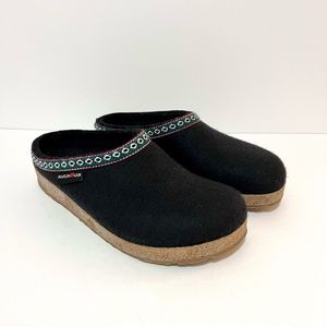 Haflinger GZ Classic Grizzly Black Wool Slippers - EU41, US 10 Women